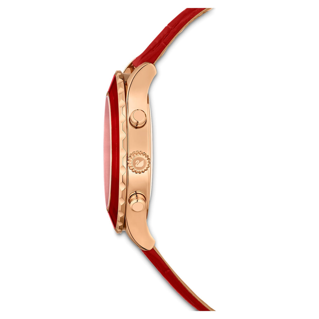 Swarovski 5646975 — Reloj de Mujer con Correa Roja y Acabado en color Oro Rosa