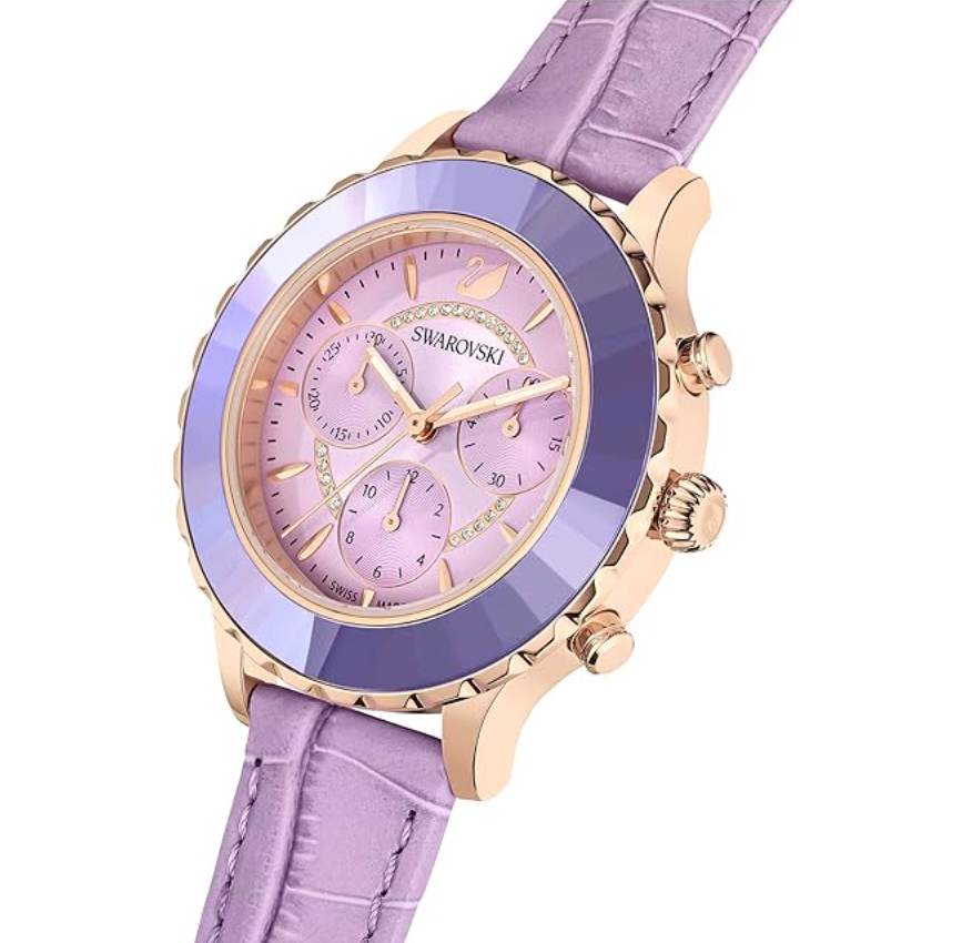 Swarovski 5632263 — Reloj de Mujer con Correa Lila y Acabado en color Oro Rosa