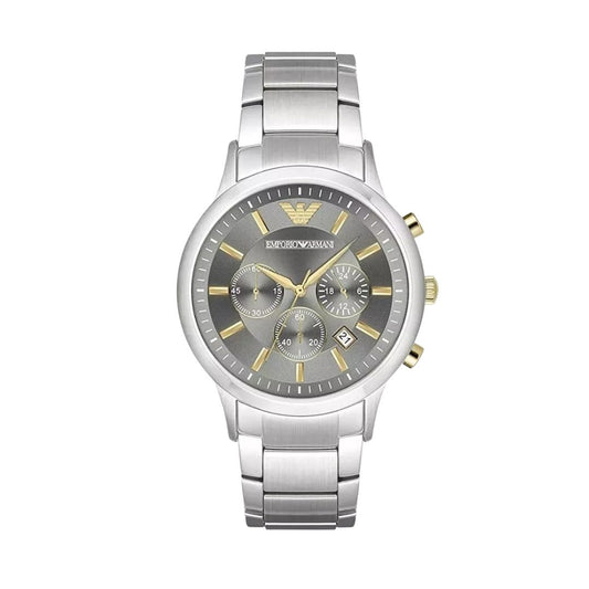Emporio Armani AR11047 — Reloj de Hombre con Esfera Gris y Brazalete de Acero Inoxidable