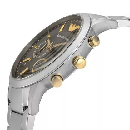 Emporio Armani AR11047 — Reloj de Hombre con Esfera Gris y Brazalete de Acero Inoxidable