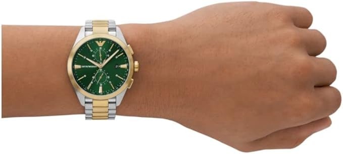 Emporio Armani AR11511 — Reloj de Hombre con Correa Bicolor y Esfera Verde