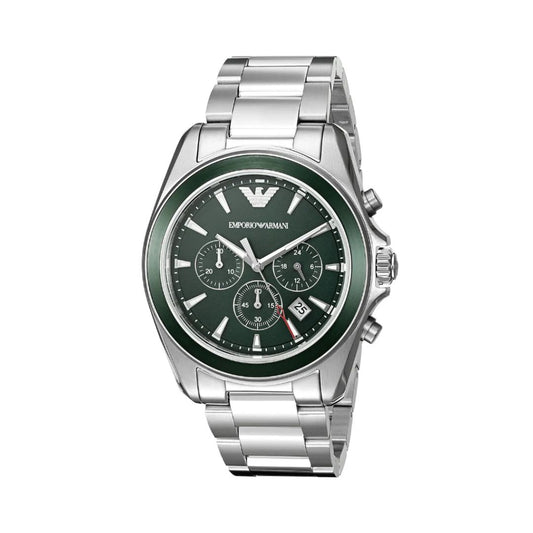 Emporio Armani AR6090 — Reloj de Hombre con Esfera Verde y Brazalete de Acero Inoxidable