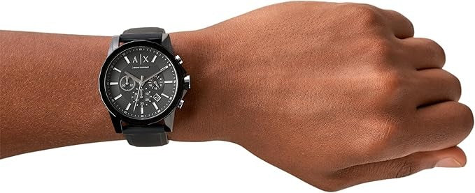 Armani Exchange AX1326 — Reloj de Hombre con Cronógrafo y Correa de Silicona Negra
