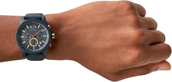 Armani Exchange AX1335 — Reloj de Hombre con Cronógrafo y Correa de Silicona Azul