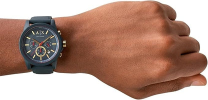 Armani Exchange AX1335 — Reloj de Hombre con Cronógrafo y Correa de Silicona Azul