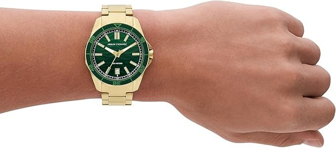 Armani Exchange AX1951 — Reloj de Hombre Spencer con Dial Verde y Tono Dorado
