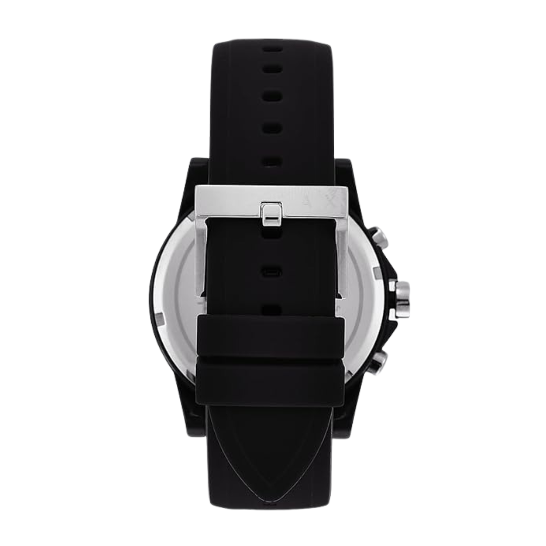 Armani Exchange AX1326 — Reloj de Hombre con Cronógrafo y Correa de Silicona Negra