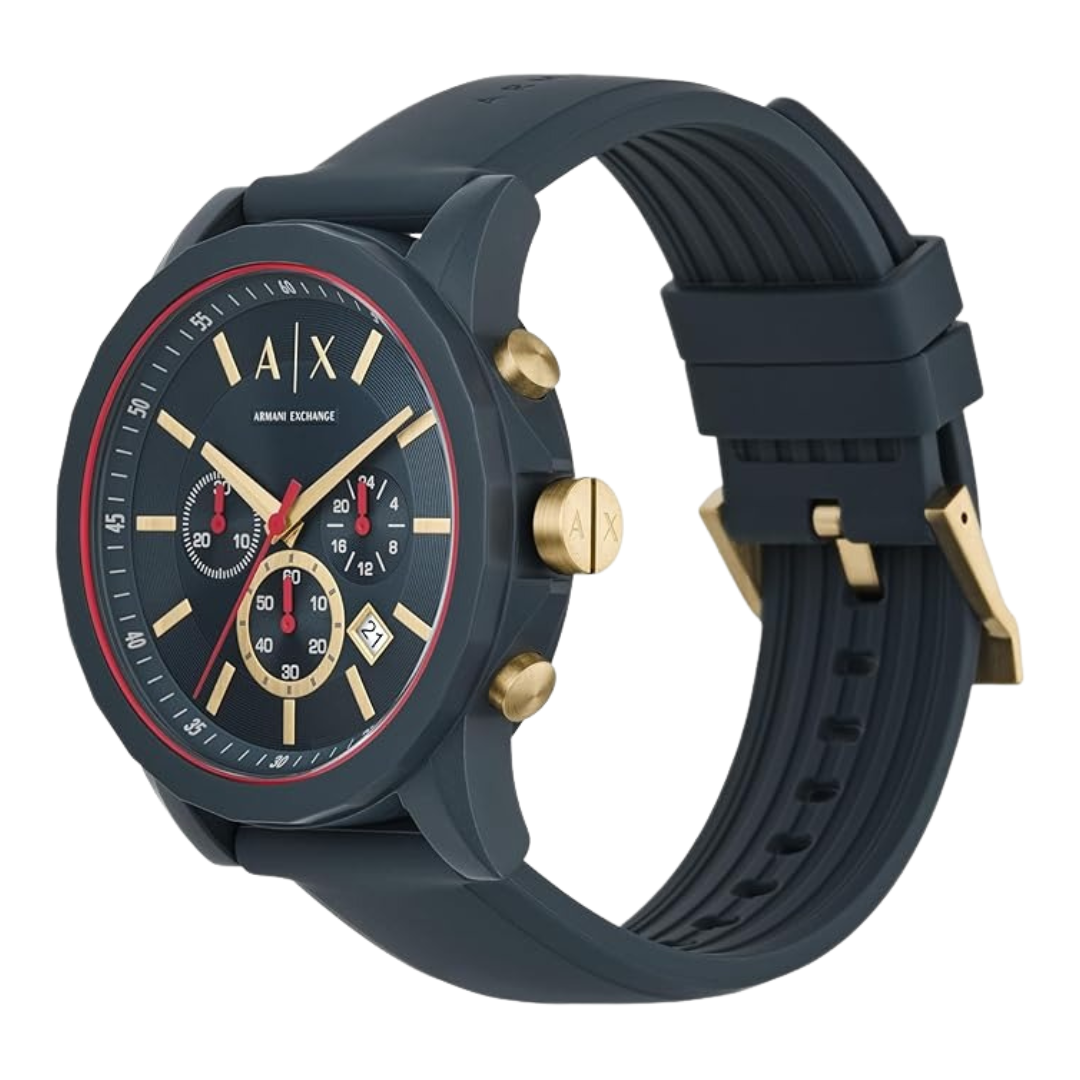 Armani Exchange AX1335 — Reloj de Hombre con Cronógrafo y Correa de Silicona Azul