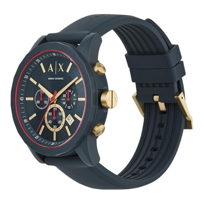Armani Exchange AX1335 — Reloj de Hombre con Cronógrafo y Correa de Silicona Azul