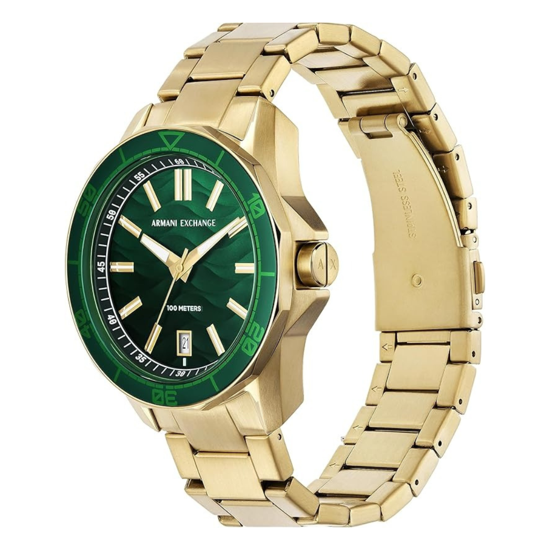 Armani Exchange AX1951 — Reloj de Hombre Spencer con Dial Verde y Tono Dorado