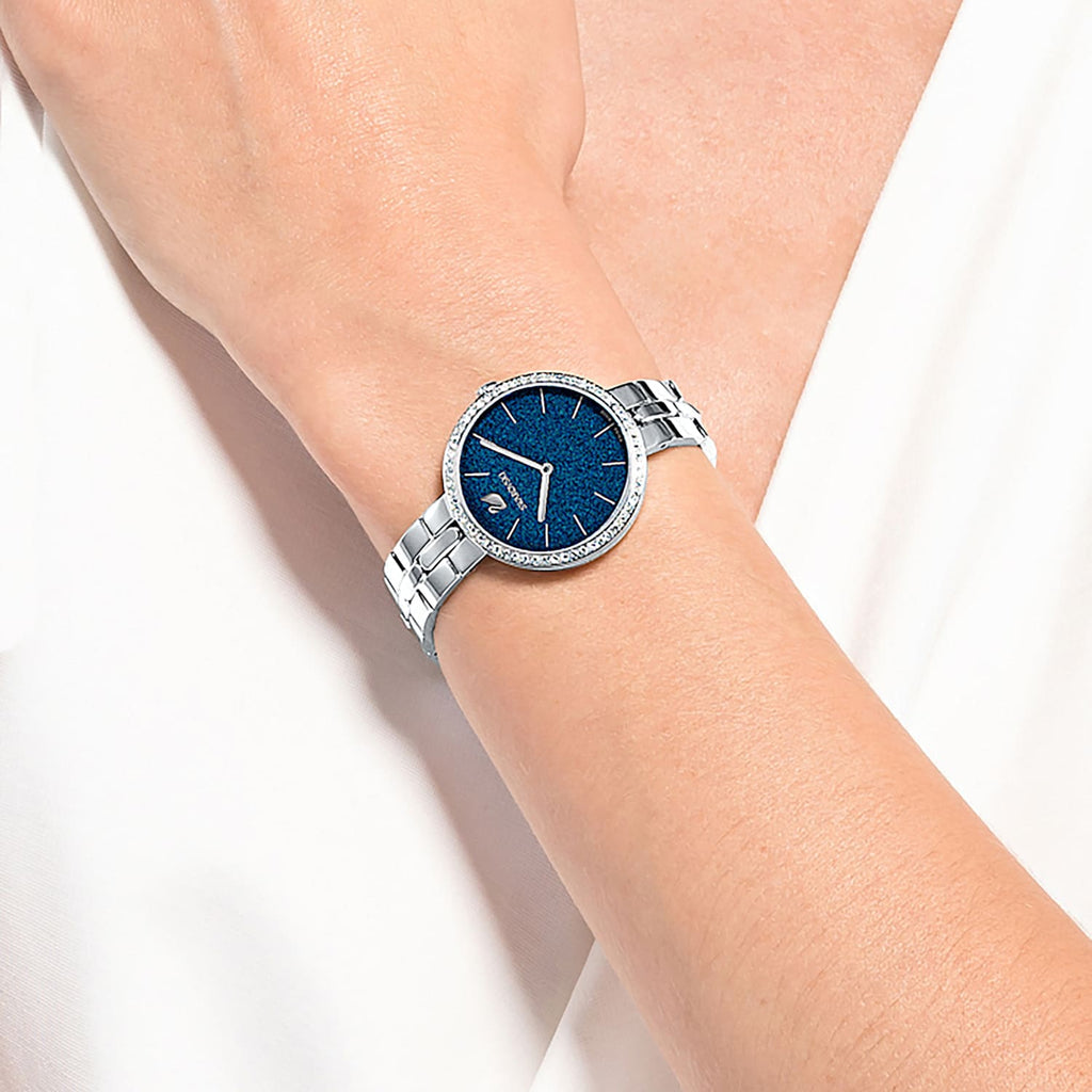Swarovski 5517790 — Reloj de Mujer con Correa de Metal Plateado y Esfera Azul