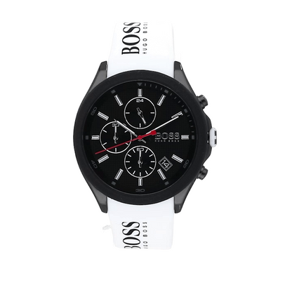 Hugo Boss 1513718 — Reloj de Hombre con Cronógrafo y Correa de Silicona Blanca