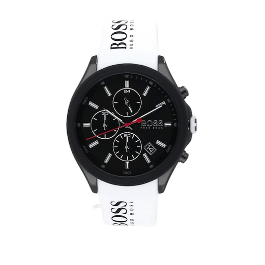 Hugo Boss 1513718 — Reloj de Hombre con Cronógrafo y Correa de Silicona Blanca