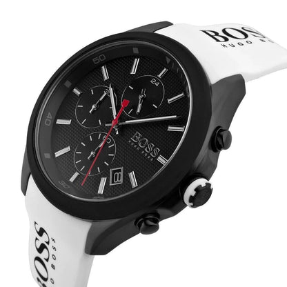Hugo Boss 1513718 — Reloj de Hombre con Cronógrafo y Correa de Silicona Blanca