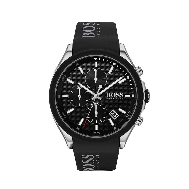 Hugo Boss 1513716 — Reloj de Hombre con Cronógrafo y Correa de Silicona Negra