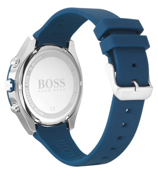 Hugo Boss 1513717 — Reloj de Hombre con Cronógrafo y Correa de Silicona Azul
