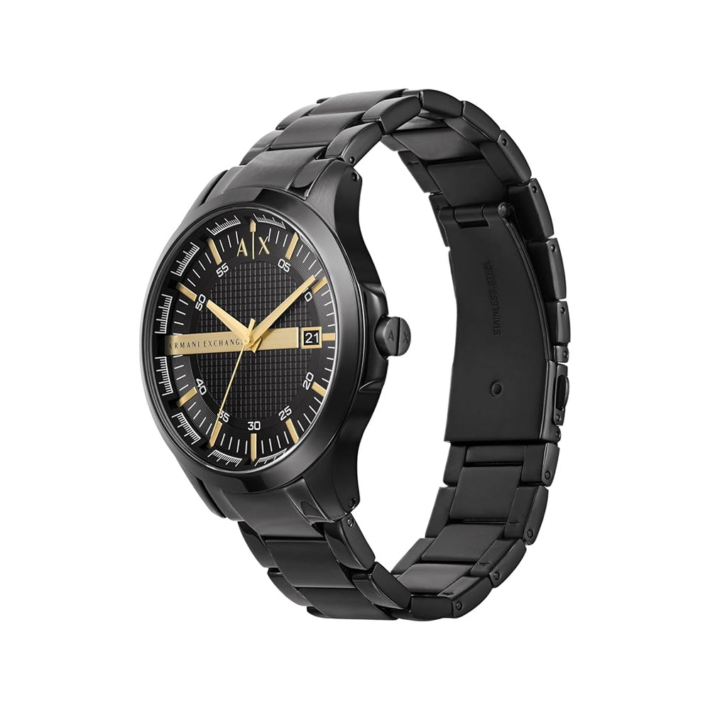 Armani Exchange AX2413 — Reloj de Hombre con Esfera Negra y Detalles Dorados