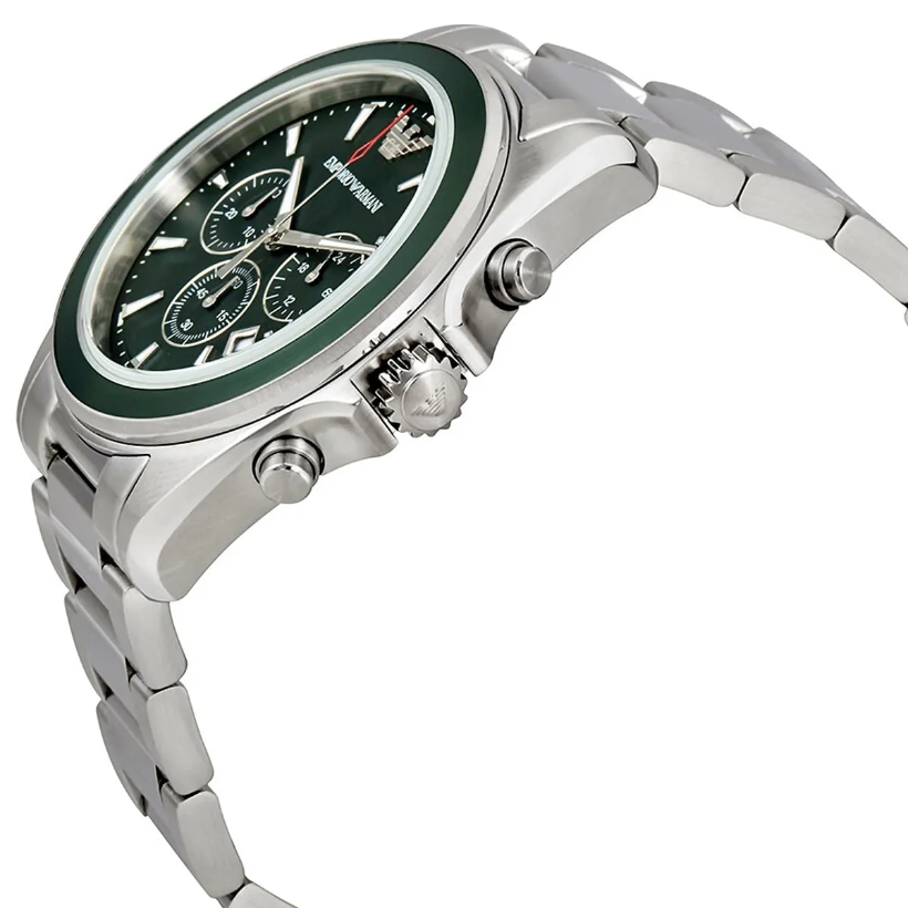Emporio Armani AR6090 — Reloj de Hombre con Esfera Verde y Brazalete de Acero Inoxidable