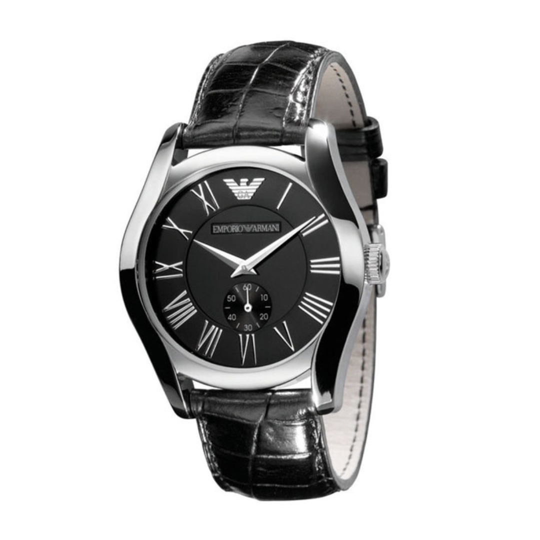 Emporio Armani AR0643 — Reloj de Hombre con Esfera Negra y Correa de Piel