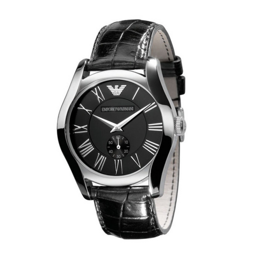 Emporio Armani AR0643 — Reloj de Hombre con Esfera Negra y Correa de Piel