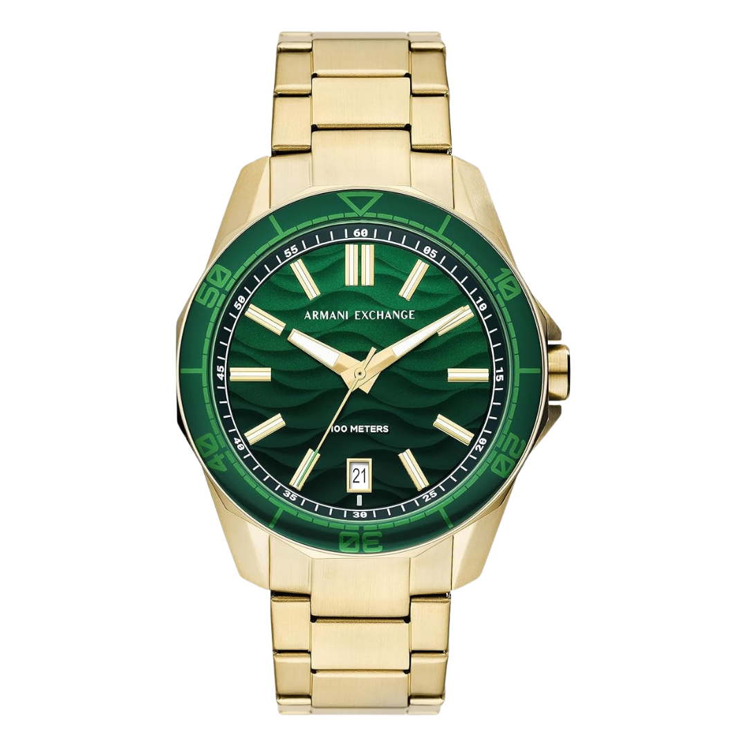 Armani Exchange AX1951 — Reloj de Hombre Spencer con Dial Verde y Tono Dorado