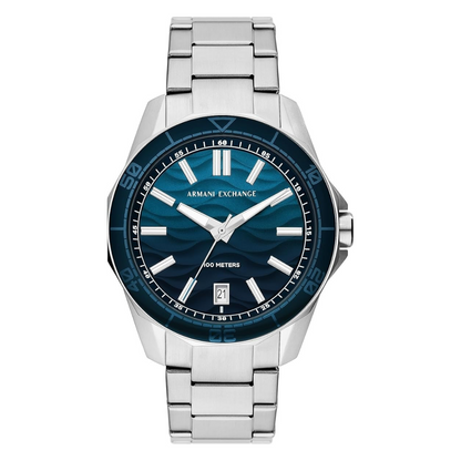 Armani Exchange AX1950 — Reloj de Hombre Spencer con Dial Azul y Correa Plateada