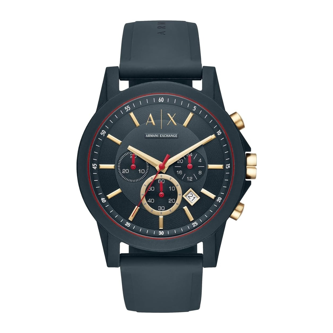 Armani Exchange AX1335 — Reloj de Hombre con Cronógrafo y Correa de Silicona Azul