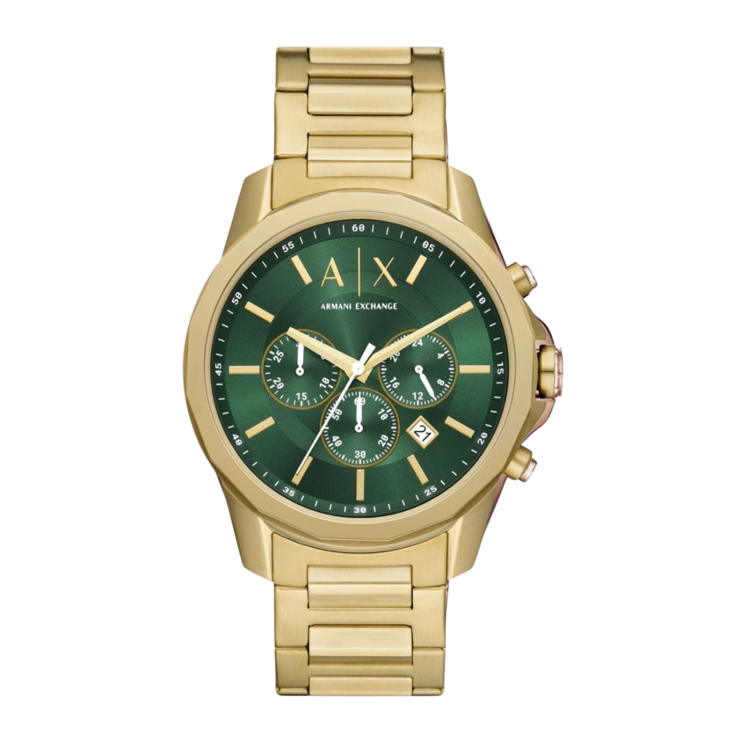 Armani Exchange AX1746 — Reloj Cronógrafo para Hombre en Dorado con Esfera Verde