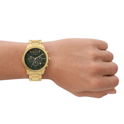 Armani Exchange AX1746 — Reloj Cronógrafo para Hombre en Dorado con Esfera Verde