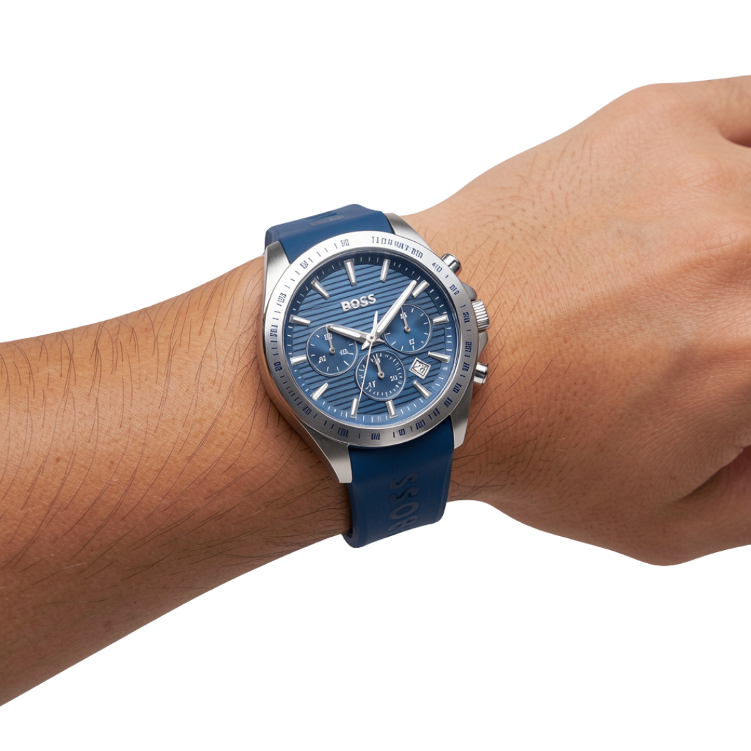 Hugo Boss 1514239 — Reloj Cronógrafo para Hombre en Azul con Correa de Silicona