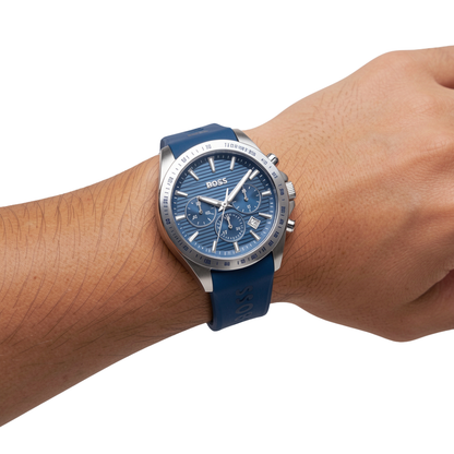 Hugo Boss 1514239 — Reloj Cronógrafo para Hombre en Azul con Correa de Silicona