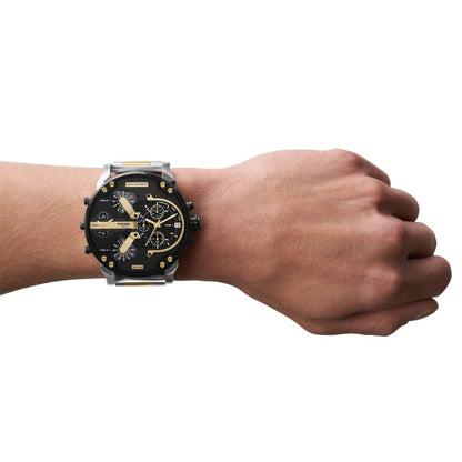Diesel DZ7459 — Reloj de Hombre Mr. Daddy 2.0 con Esfera Negra y Brazalete de Acero Inoxidable Bicolor
