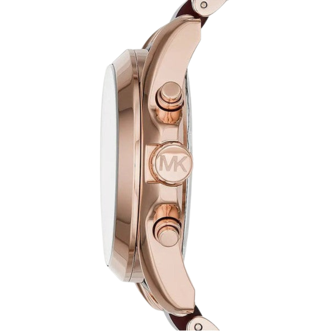 Michael Kors MK6270 — Reloj Bradshaw Oversize para Mujer en Oro Rosa con Acentos Borgoña
